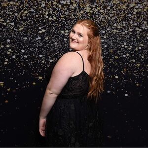 Black spaghetti strap Homecoming dress.